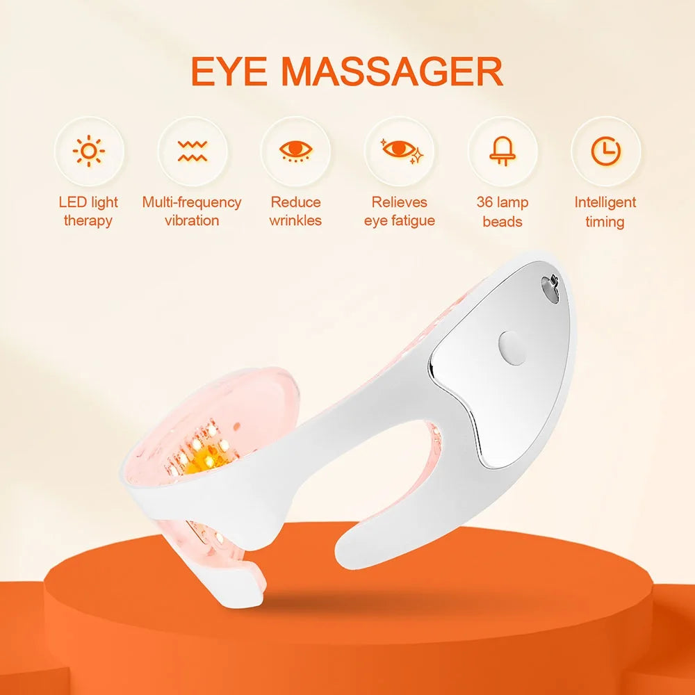 Masque pour les yeux rajeunissant à photons LED Double mode lumière rouge/bleue anti-âge Atténue les cernes + lisse les ridules Massage intelligent soulage la fatigue oculaire