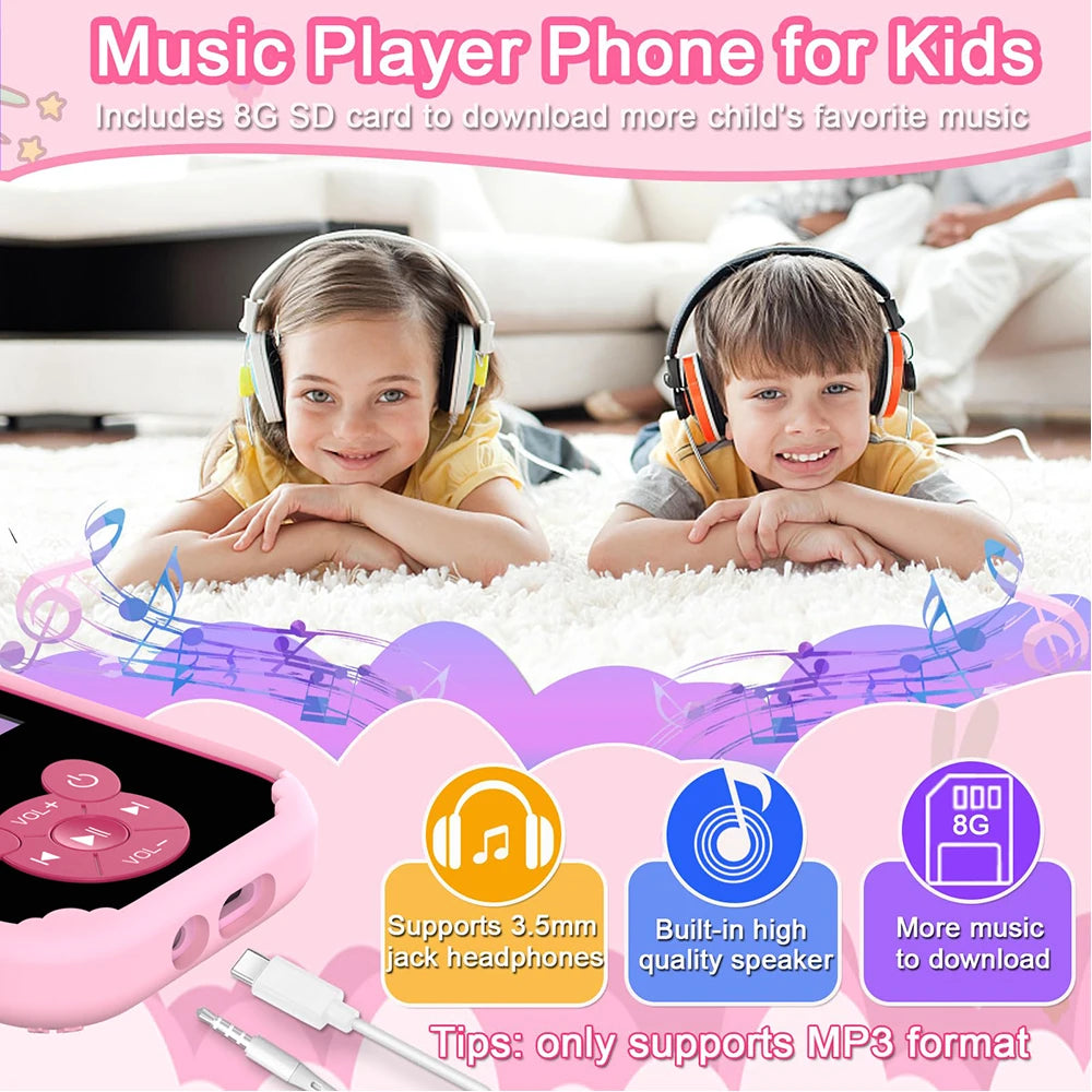 Kids Smart Phone Toy Dual Camera 8GB Memory Music & Games Educational Gift Ages 3-12