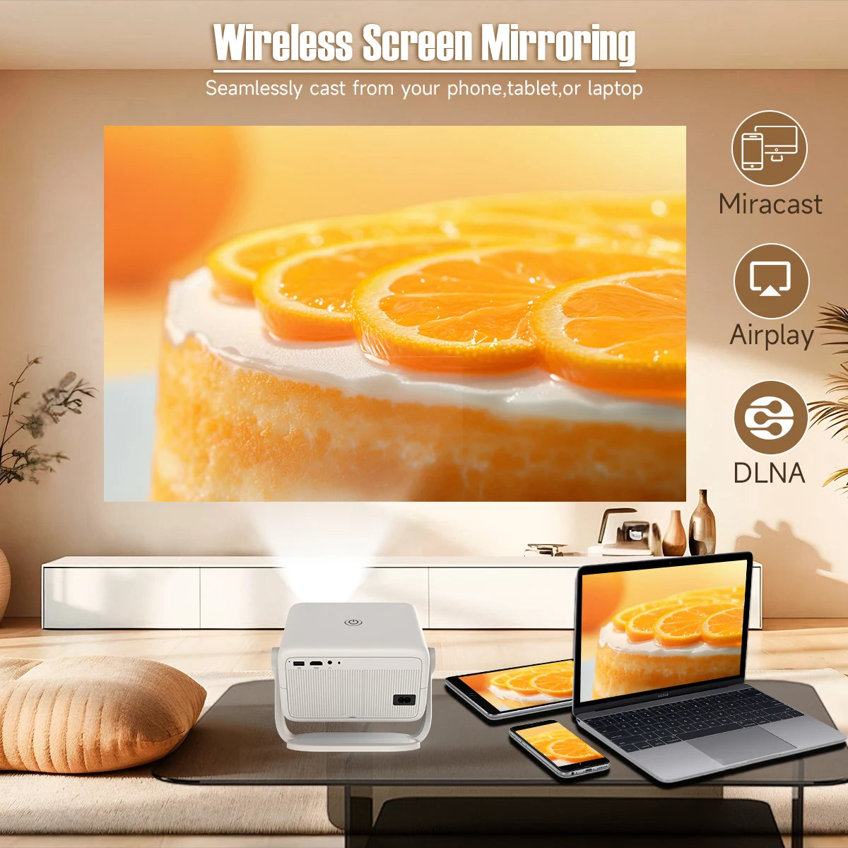 True 4K Portable Intelligent Projector Native 1080P+Autofocus Android 11 System+360° Cinema Grade Surround