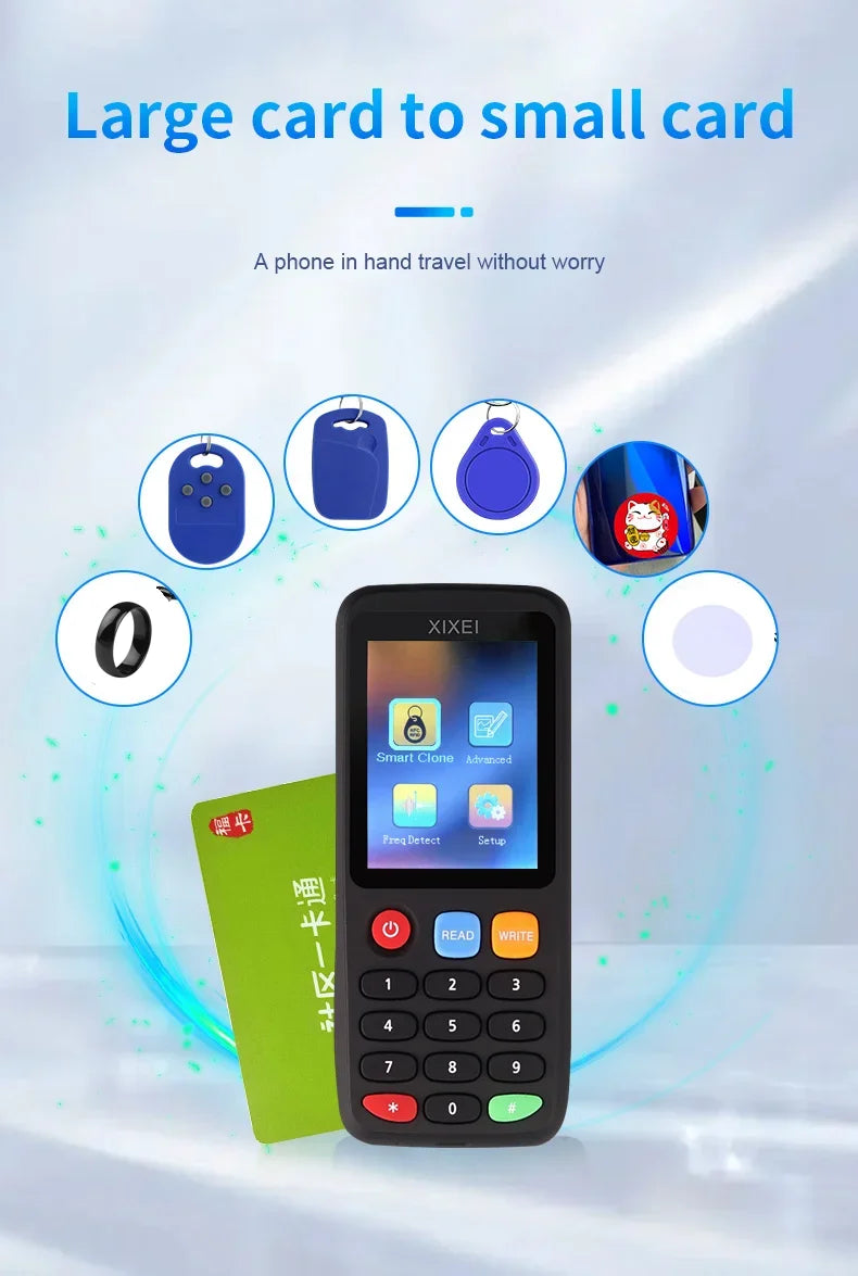 Smartcard-Lesegerät, RFID-Schlüssel-Klon-Kopierer für IC/ID-Karten, 125 kHz und 13,56 MHz, NFC-Tag-Programmierer, Badge-Writer-Duplizierer für Zugangskontroll- und Aufzugskarten
