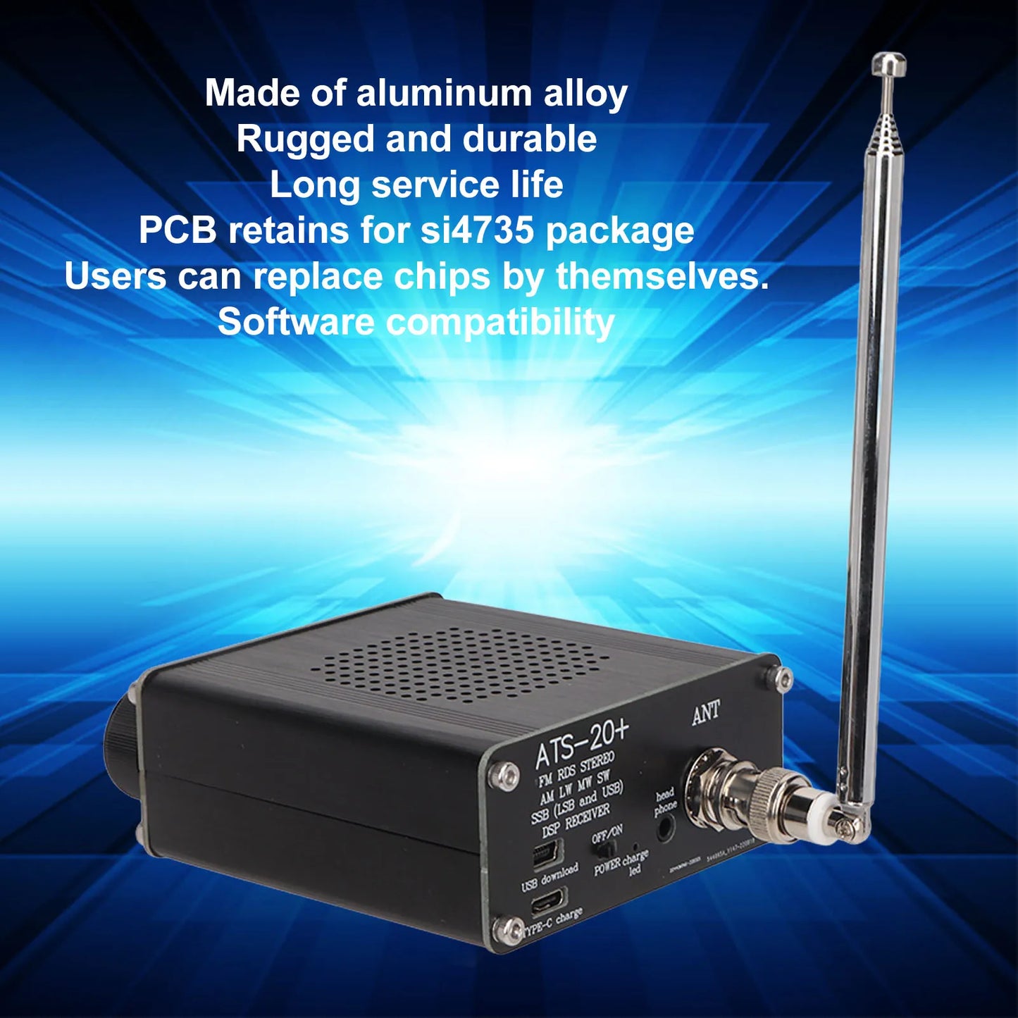 ATS-20+ DSP World Band Radio FM/AM/SW/SSB Receiver 2000mAh Battery for Camping/Travel