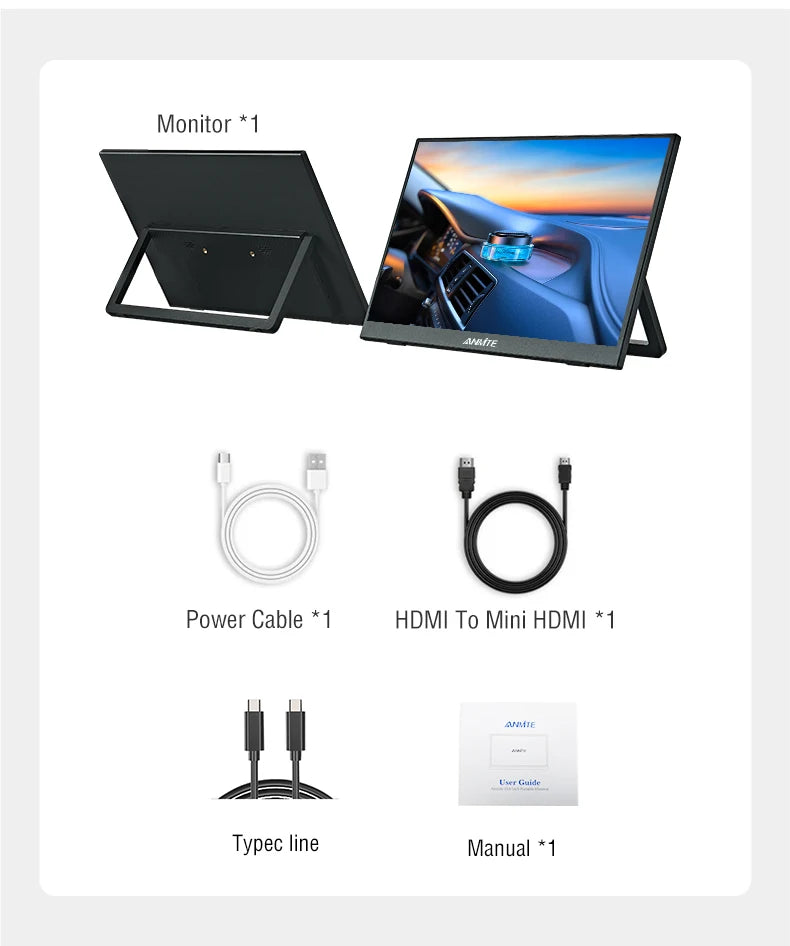15.6 Inch FHD IPS Portable Touch Screen Monitor with Low Blue Light HDMI/USB-C for XBox PS5 Switch Laptop PC Phone