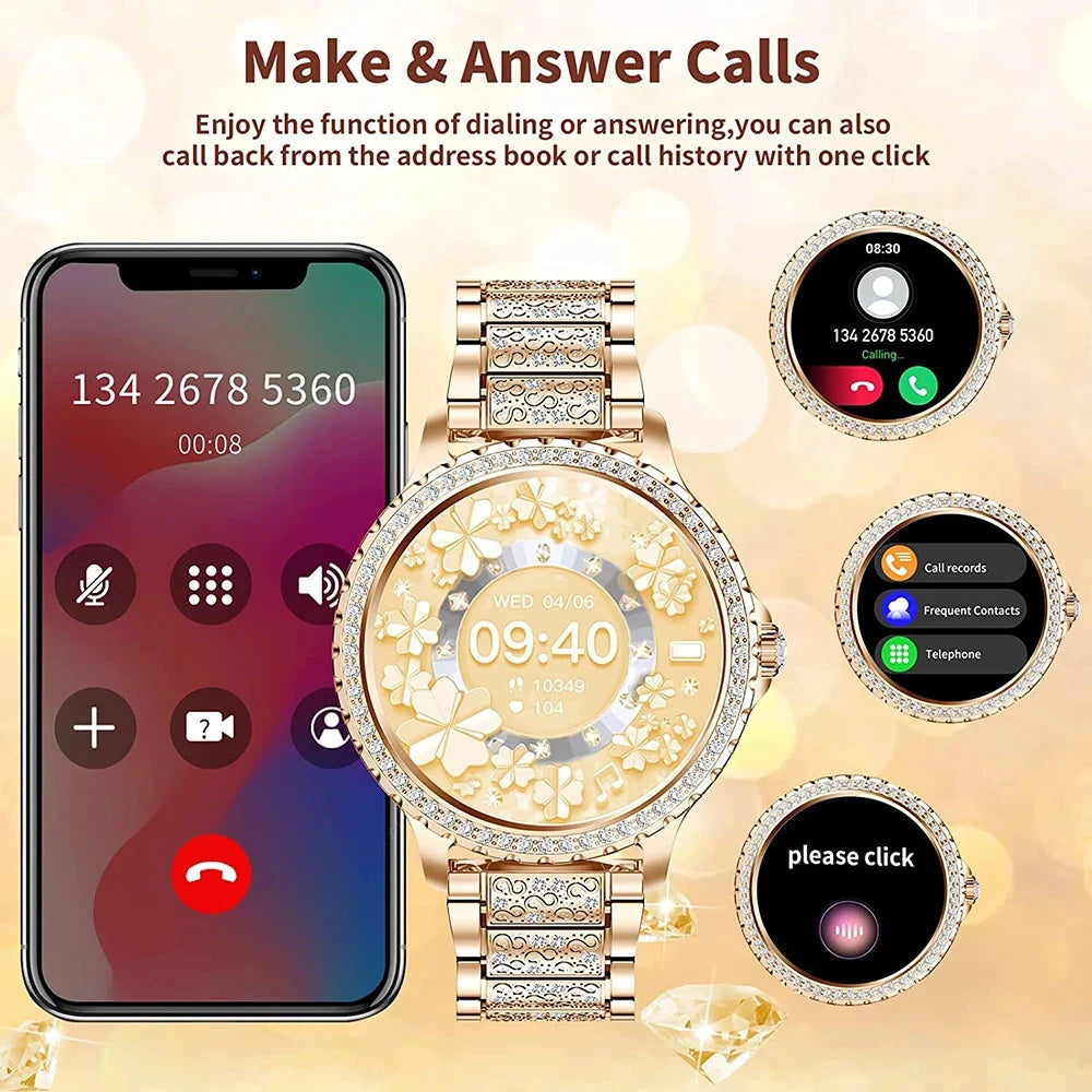 AMOLED Smartwatch for Women Heart Rate/Blood Oxygen Bluetooth Call Android/iOS Compatible