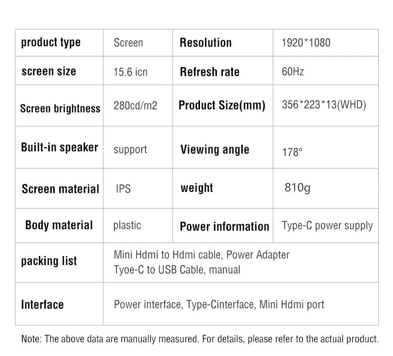 15.6 Inch FHD IPS Portable Touch Screen Monitor with Low Blue Light HDMI/USB-C for XBox PS5 Switch Laptop PC Phone