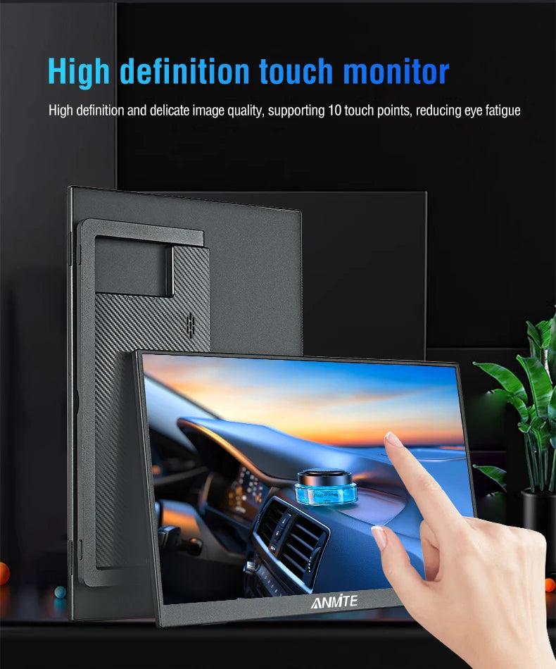 15.6 Inch FHD IPS Portable Touch Screen Monitor with Low Blue Light HDMI/USB-C for XBox PS5 Switch Laptop PC Phone