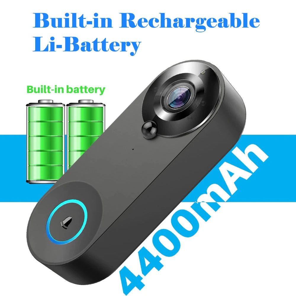 Tuya 1080P WiFi Smart Doorbell Camera Wireless High-Definition Visual Intercom, PIR Human Body Sensing+Motion Detection, IP65 Waterproof Night Vision Supports Remote Monitoring