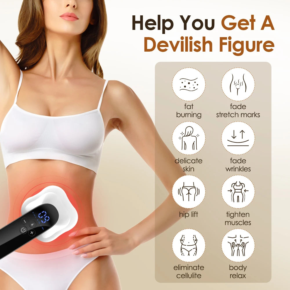 Professional Cordless Body Sculpting Machine 6 in 1 RF Cavitation Fat Remover for Belly/Thighs/Arms with LED Display & 3 Speed Modes