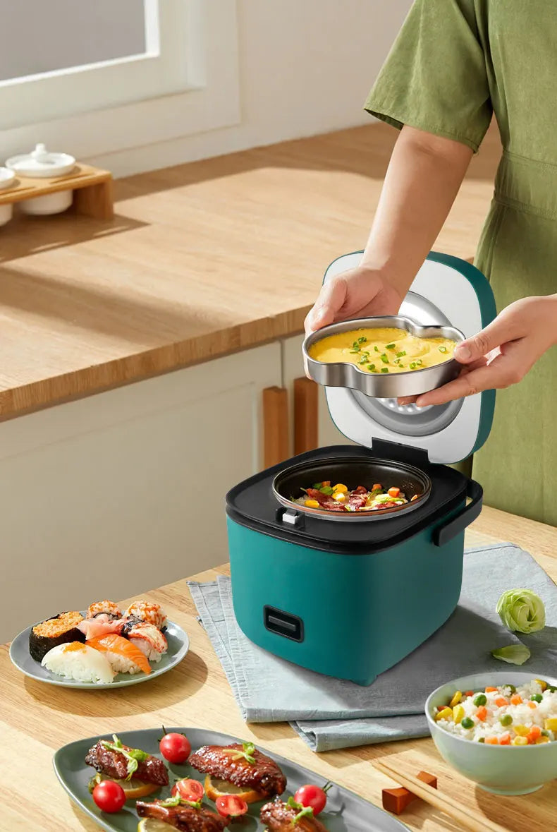 1.2L Mini Rice Cooker Auto Cooking Steaming & Warming for 1-2 People Electric Kitchen Appliance