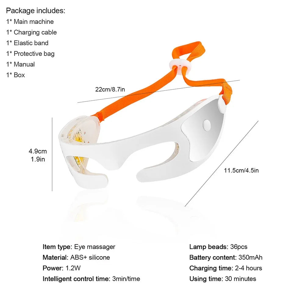 Masque pour les yeux rajeunissant à photons LED Double mode lumière rouge/bleue anti-âge Atténue les cernes + lisse les ridules Massage intelligent soulage la fatigue oculaire