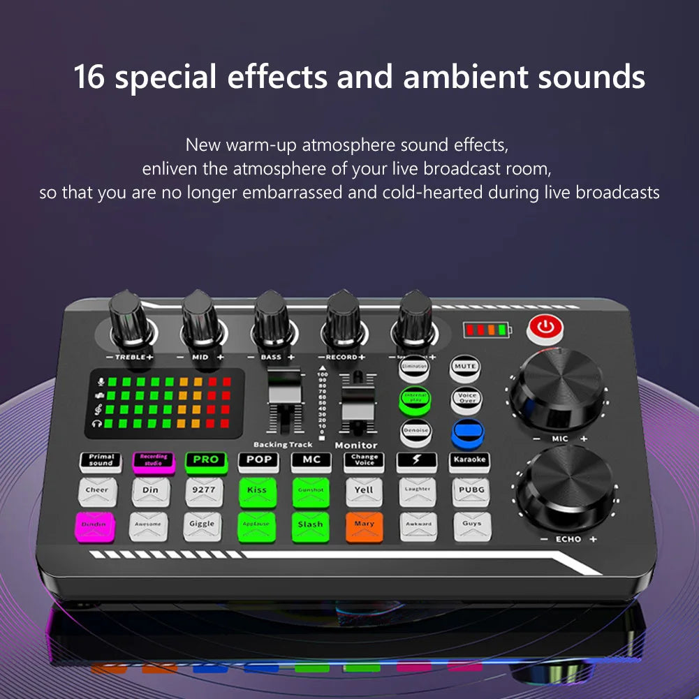 Recording Studio Sound Card Console DJ Microphone Kit On-Site Mixer F998 Sound Card