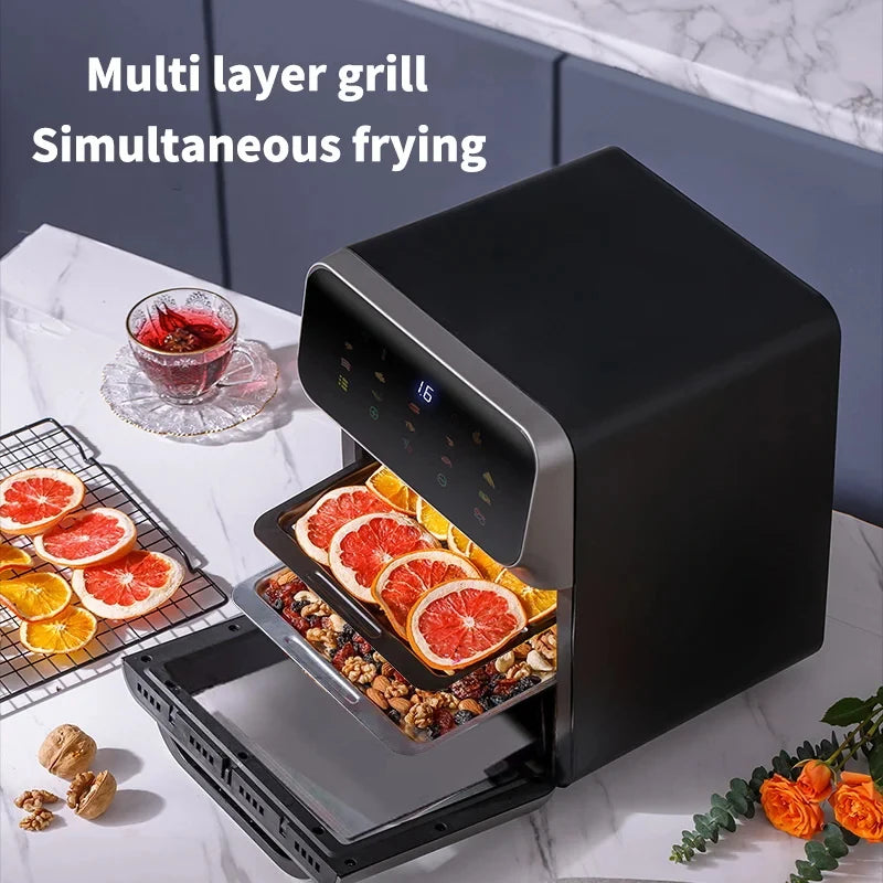 10L Intelligent Touch Screen Air Fryer 360° Oil-Free Cooking Household Large Capacity Electric Fryer