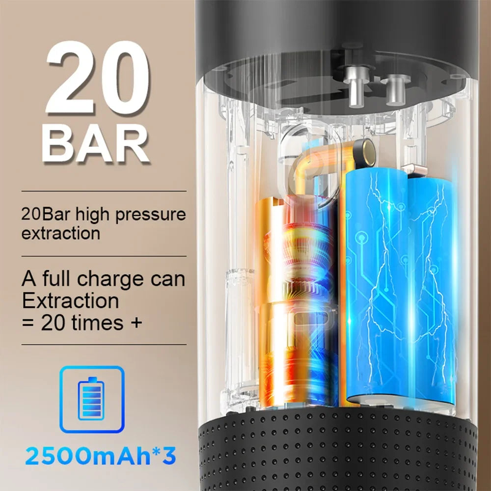 Suitable For Car and Home Camping Coffee Machines, Three in One Capsule Powder Travel Coffee Machines, Wireless Electric Portable Espresso Machines