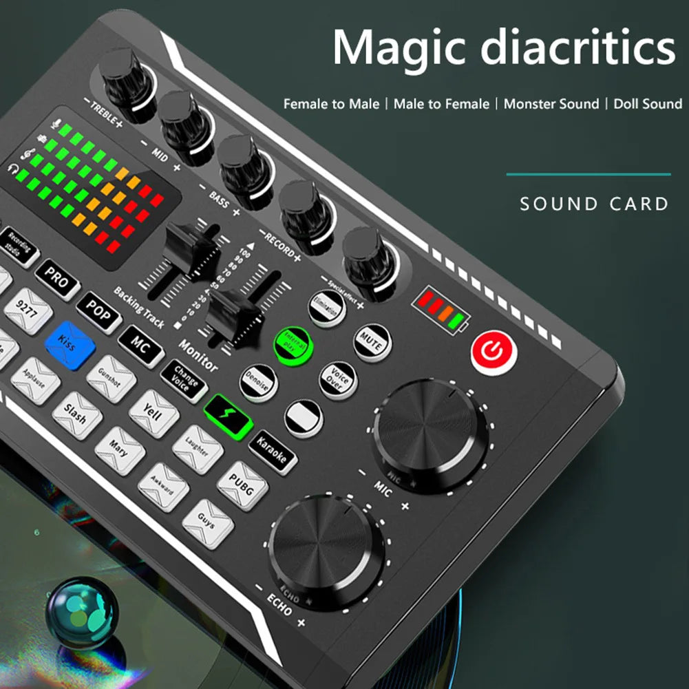 Recording Studio Sound Card Console DJ Microphone Kit On-Site Mixer F998 Sound Card