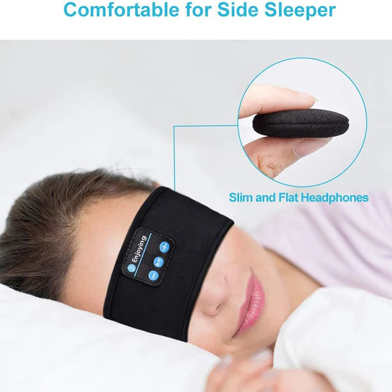 Casque de sommeil Bluetooth 5.0, bandeau, masque pour les yeux sans fil avec haut-parleurs ultra-fins, design élastique confortable pour les dormeurs latéraux et les sportifs