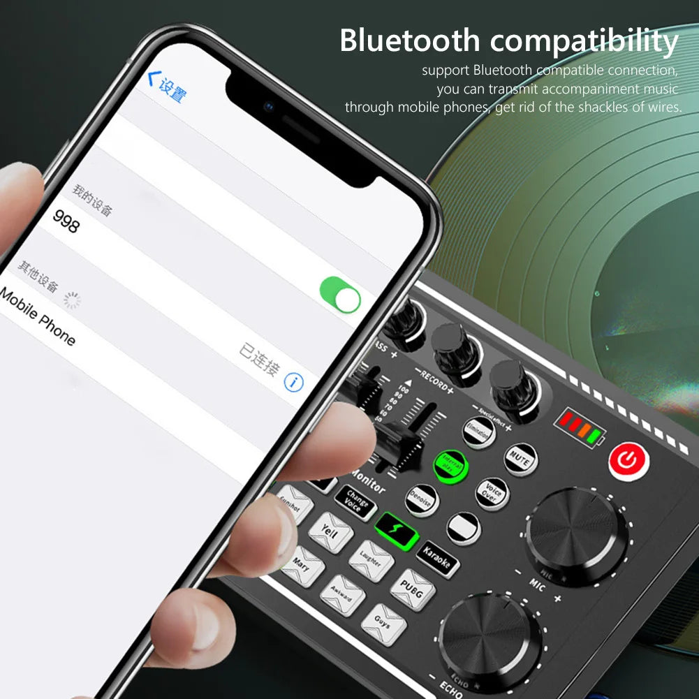 Recording Studio Sound Card Console DJ Microphone Kit On-Site Mixer F998 Sound Card