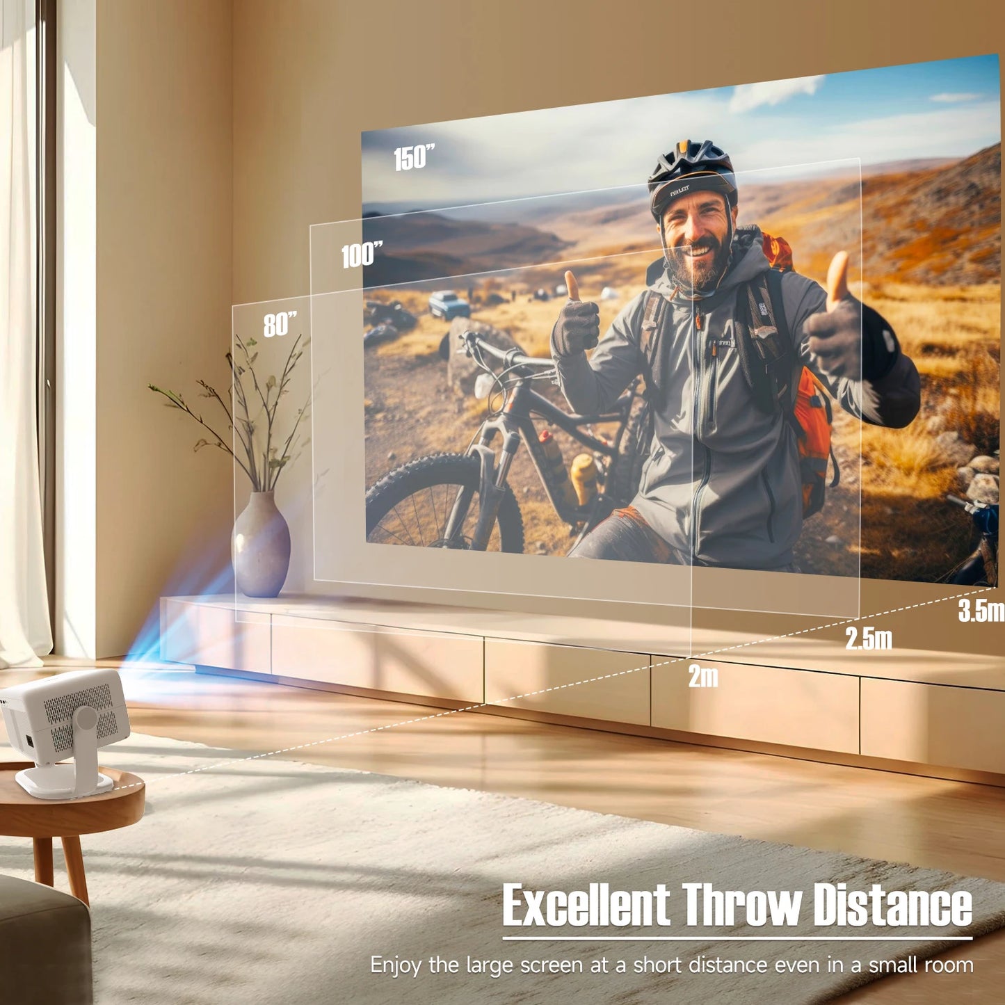 True 4K Portable Intelligent Projector Native 1080P+Autofocus Android 11 System+360° Cinema Grade Surround