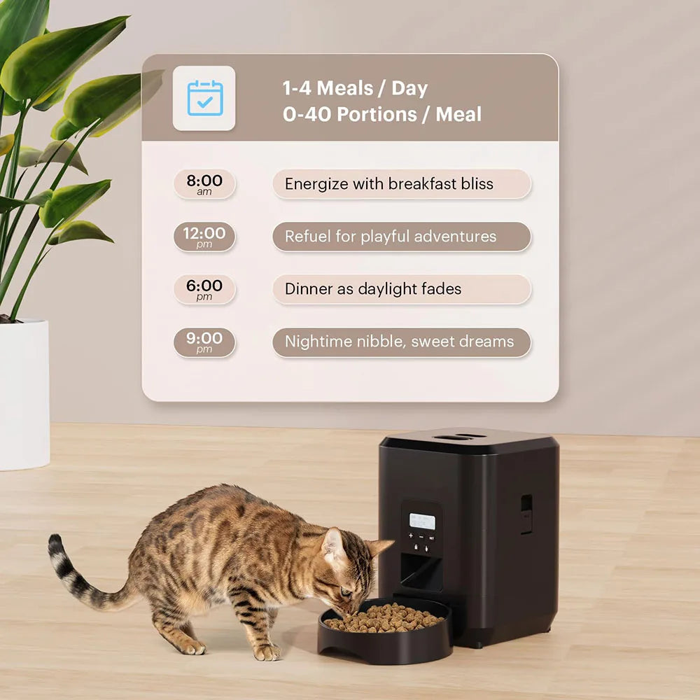 Smart Pet Feeder Automatic Cat & Dog Food Dispenser with Timer Slow Feed Mode & WiFi Control for Multi-Pet Households