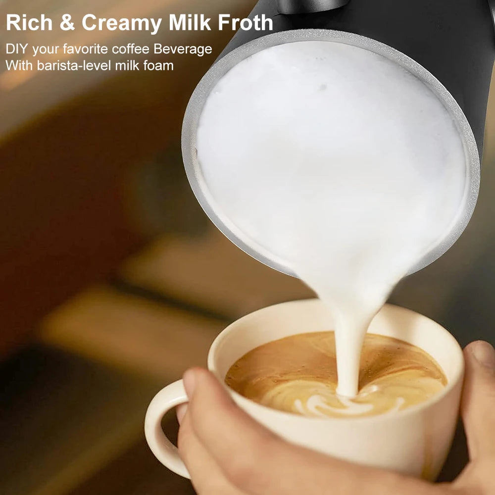 4-in-1 Electric Milk Frother Auto Rotary Function for Hot/Cold Foam Cappuccino Latte & Coffee Drinks