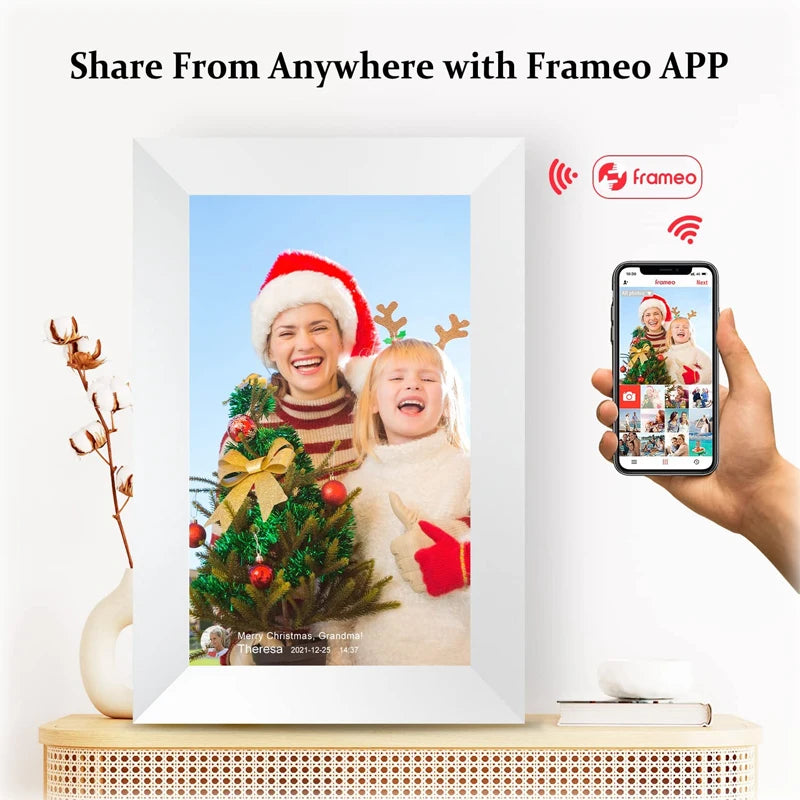 10.1 Inch WiFi Digital Picture Frame 1280x800 IPS Touch Screen 32GB/64GB Wall Mountable Auto Slideshow