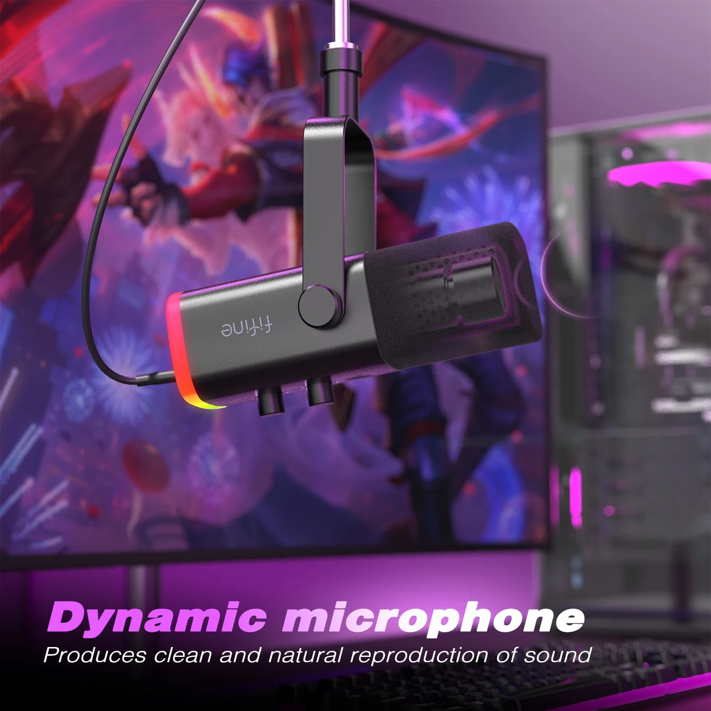 AM8 Pro USB/XLR Gaming Microphone Dynamic Cardioid Mic with Touch Mute 3.5mm Headphone Jack & Gain Control for PC/PS5/PS4