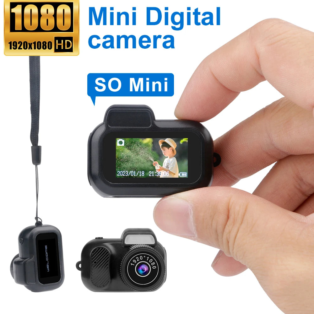 1080P HD Mini Camera w/ Screen Flash & Battery Dock Ultra Compact Portable Video Recorder