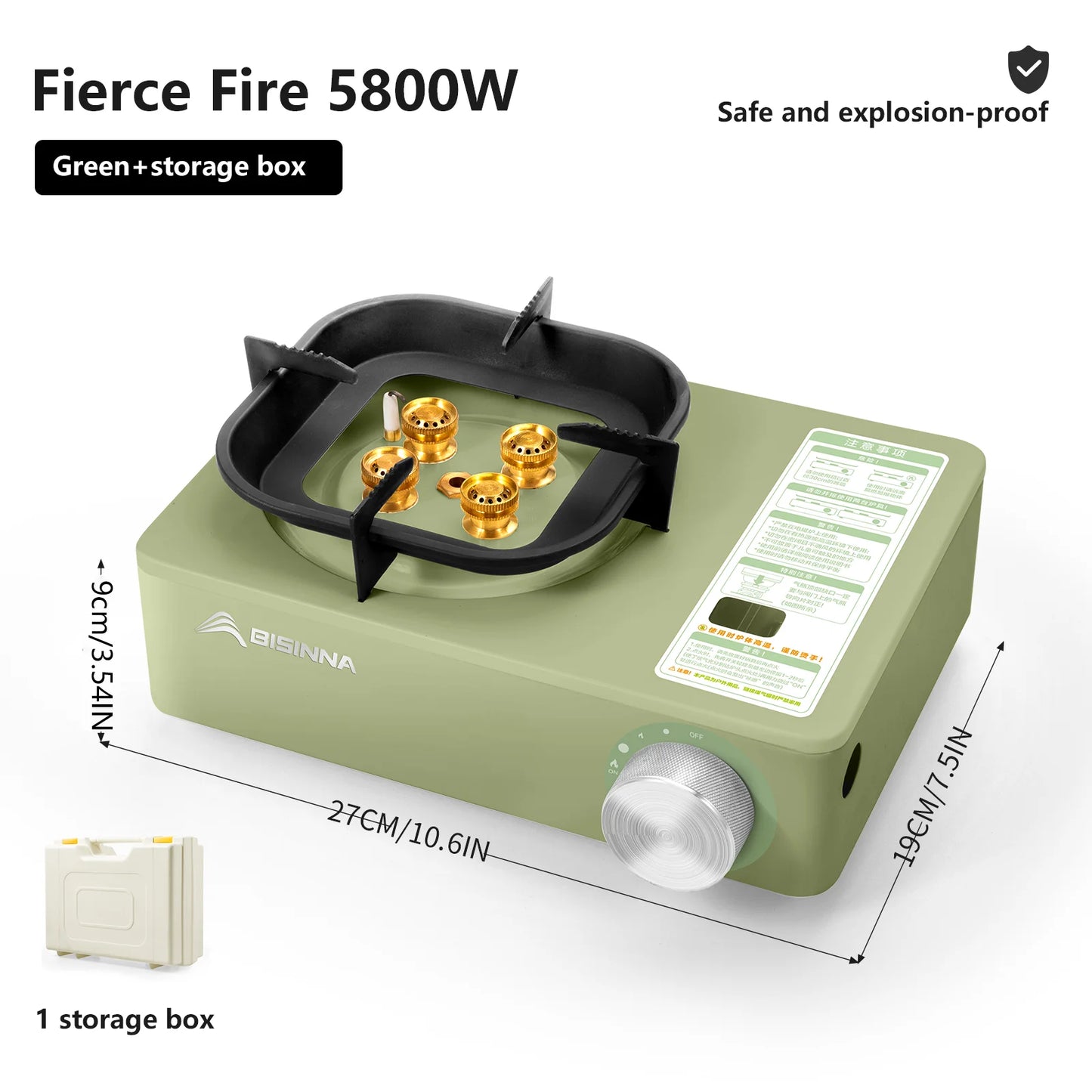 5800W High-Power Portable Camping Gas Stove Windproof Outdoor Burner for Hiking/Picnic
