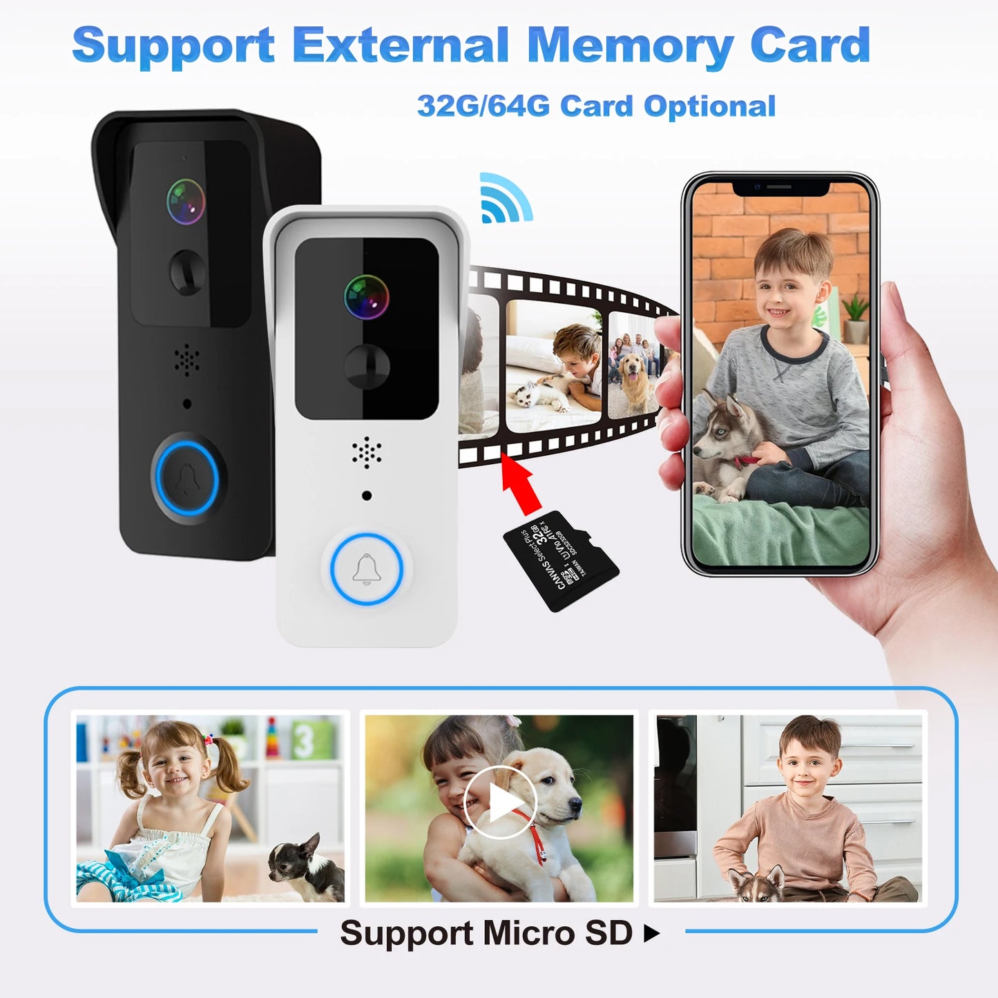 Tuya Smart 5G/2.4G WiFi Video Doorbell 1080P HD Outdoor Wireless Camera, Weatherproof Intercom, Motion Detection Two-Way Audio AC/DC Power Remote Access Compatible with Alexa/Google Assistant