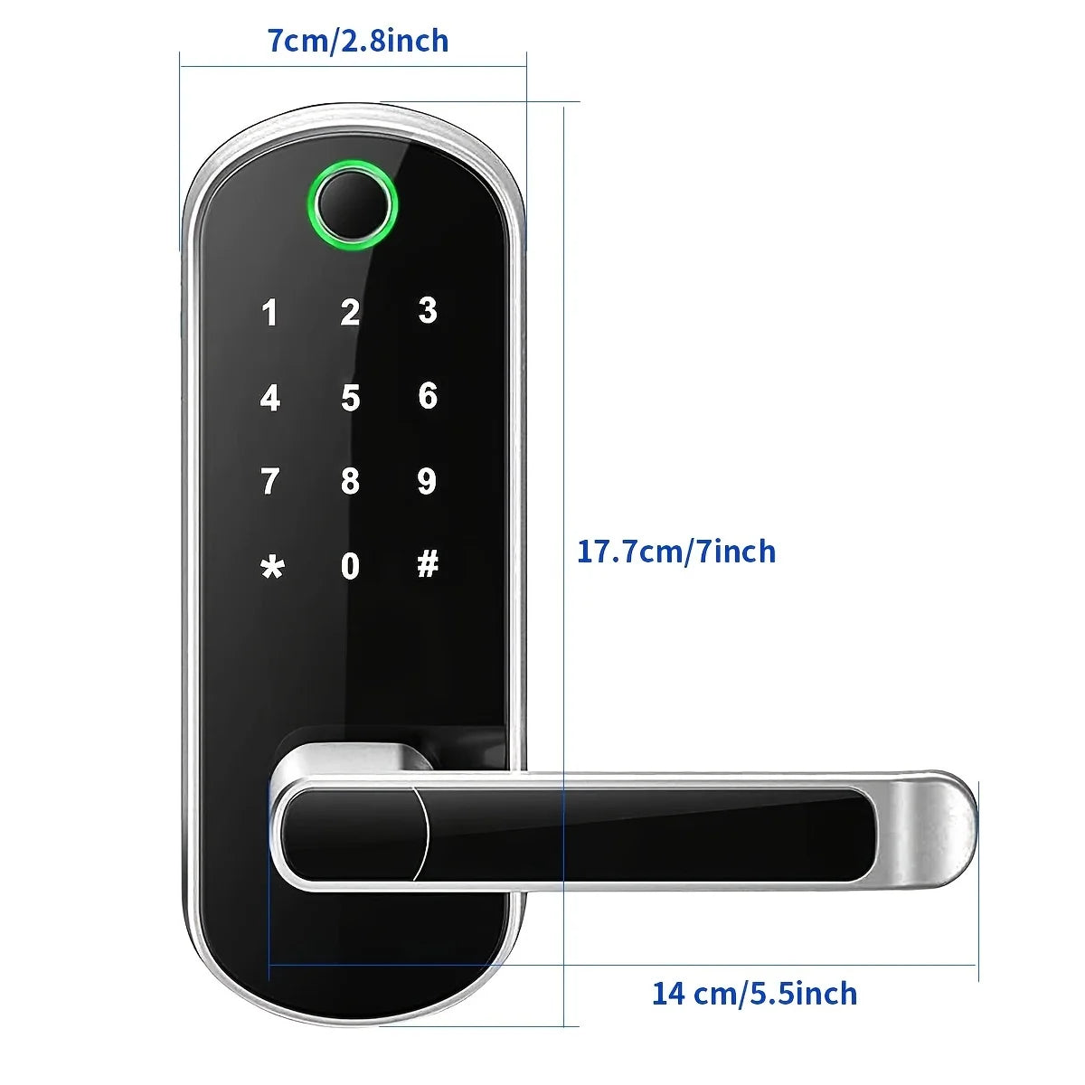 WiFi Fingerprint Smart Door Lock APP Remote Control & Touchscreen Keypad Anti-Theft Metal Housing Compatible with Alexa/Tuya