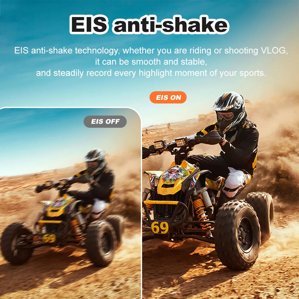 5K/4K60FPS Action Cam: Dual Touch Screen WiFi EIS 170° FOV 30M Waterproof w/ Remote