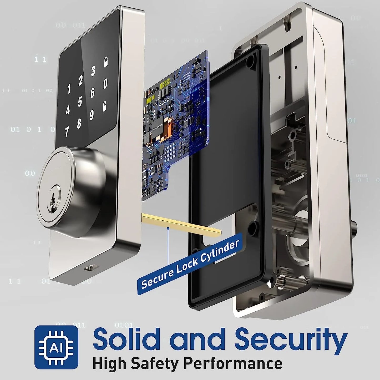 Touch screen fingerprint dual unlock intelligent electronic door lock password/APP remote control 50 sets of user codes self installing anti-theft door lock for household and commercial use