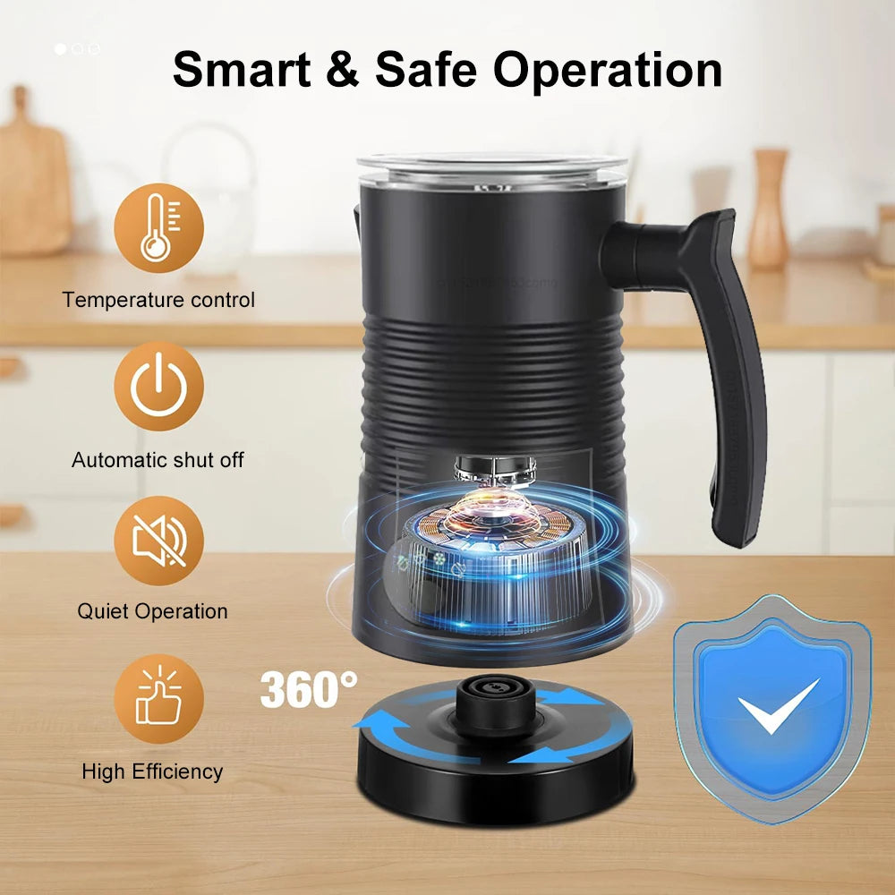 4-in-1 Electric Milk Frother Auto Rotary Function for Hot/Cold Foam Cappuccino Latte & Coffee Drinks
