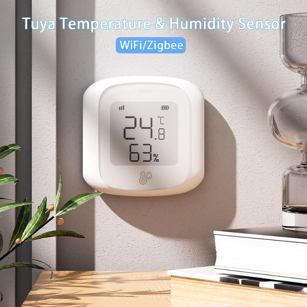 Tuya WiFi/Zigbee indoor LCD thermometer display Smart temperature and humidity sensor