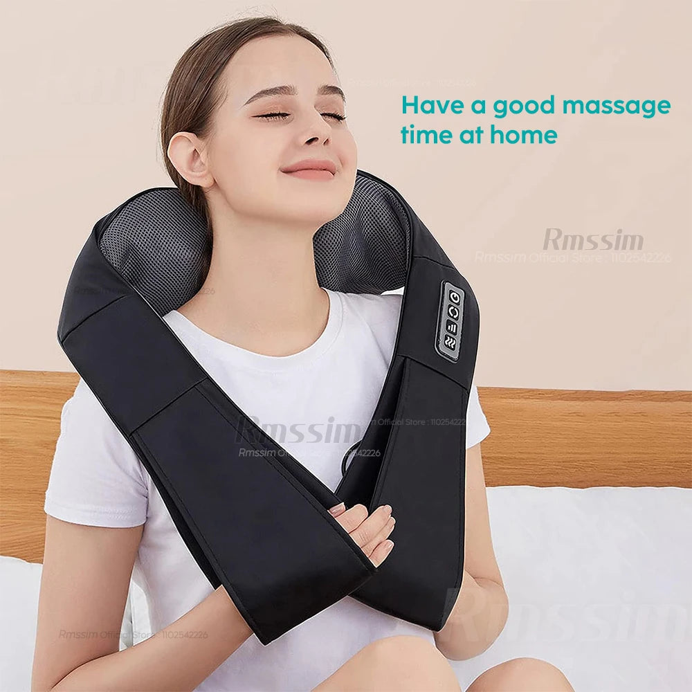 U-Shaped Deep Kneading Electric Massage Pillow Neck, Waist, Leg Body Heating Back Massager Finger Press Neck and Shoulder Massager