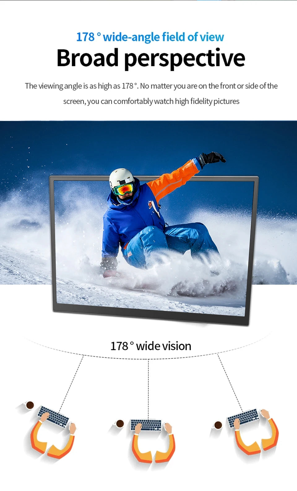 10.5" FHD 1280P Portable Monitor 100% sRGB 420nits IPS Screen w/ Dual USB-C Compatible with Mac/PC/Xbox/PS5/Switch