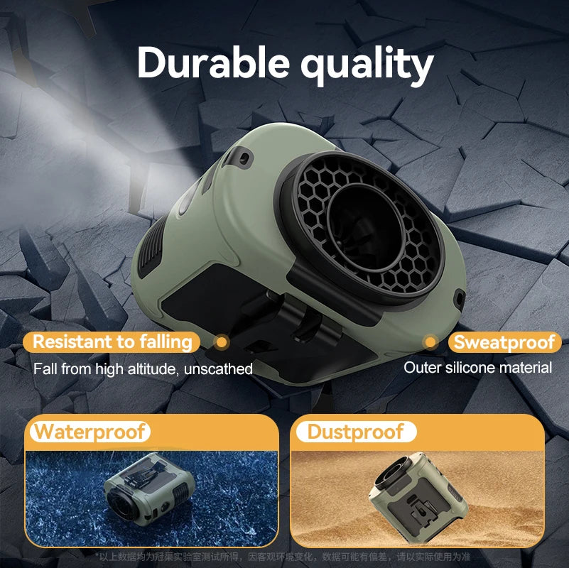 Ventilateur de taille portable à suspendre au cou avec bande de vent puissante, alimentation portable 2KmAh, éclairage LED