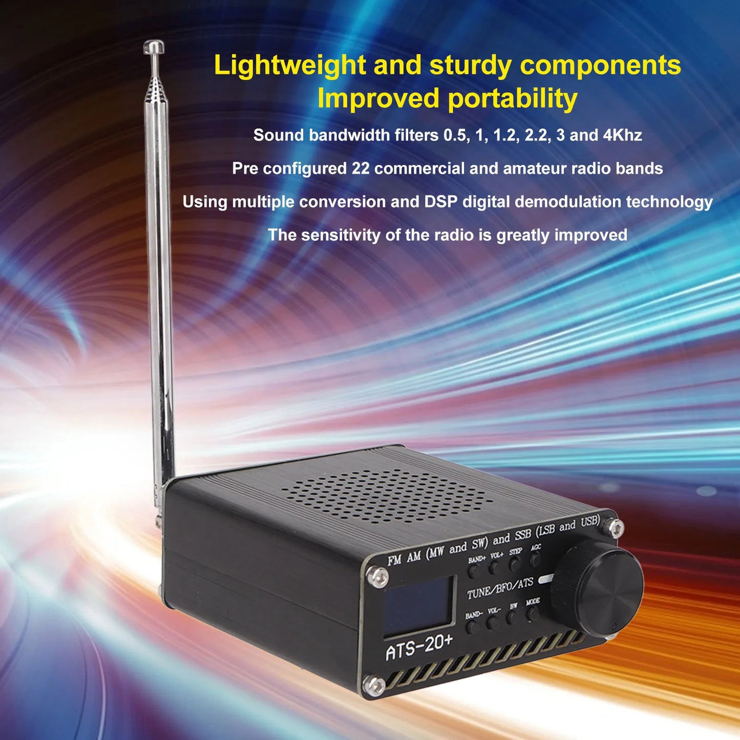 ATS-20+ DSP World Band Radio FM/AM/SW/SSB Receiver 2000mAh Battery for Camping/Travel