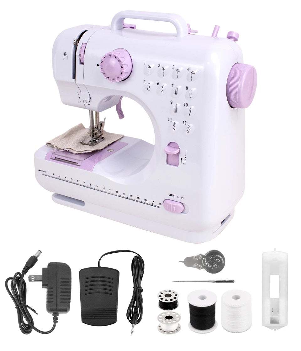 Machine à coudre électrique à régulation de vitesse intelligente, petite machine à coudre domestique à 12 fils avec éclairage LED, outils à main portables de voyage pour bricolage