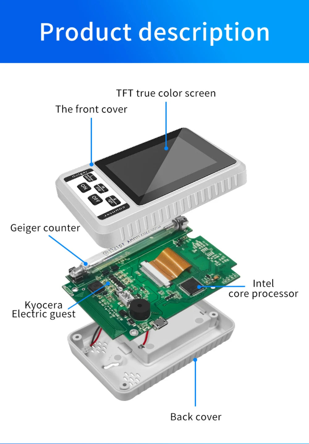 XR-1 Portable Geiger Counter Nuclear Radiation Detector with Marble Testing Mode 0.1μSv/h High Accuracy for X-Ray/Gamma/Beta