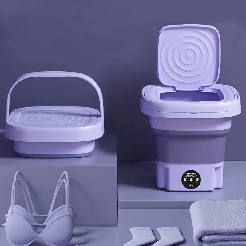 8L Portable Foldable Washing Machine with Spin Dryer Mini Washer for Socks/Underwear/Baby Clothes for Household/Travel