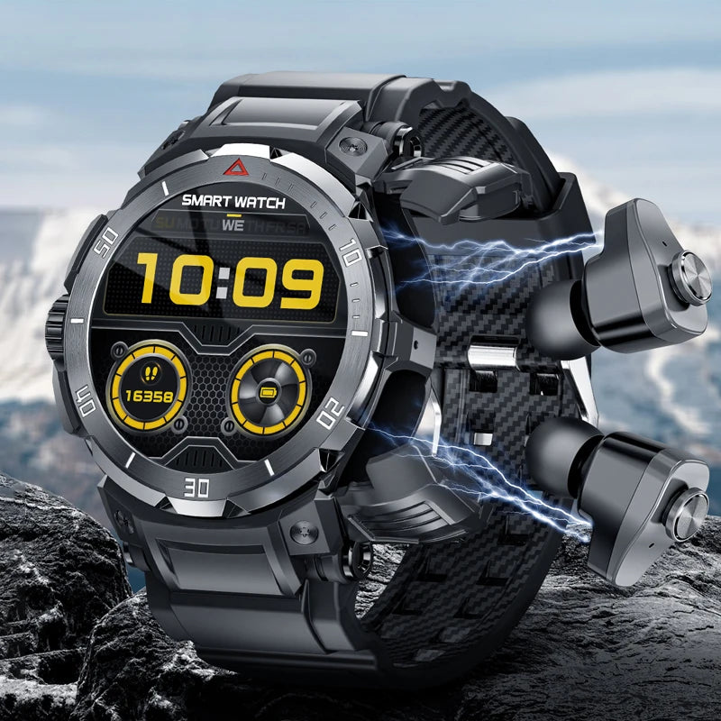 Montre connectée NFC 2 en 1 avec casque, appels musicaux locaux, moniteur de santé, montre de sport étanche IP68