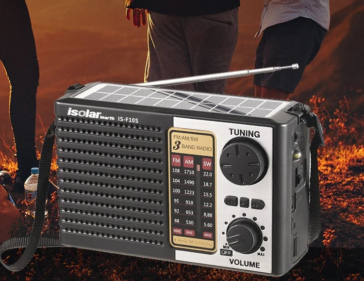 Wireless BT Speaker w/LED Light FM/AM/SW Radio Solar Charger Emergency Full Band High Sensitive