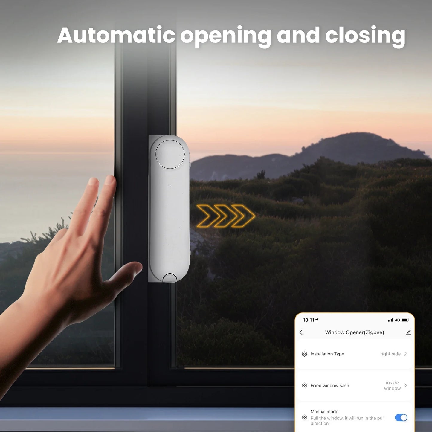 Solar charging Smart sliding window automatic door closer application remote control supports AlexaTuya ZigBee