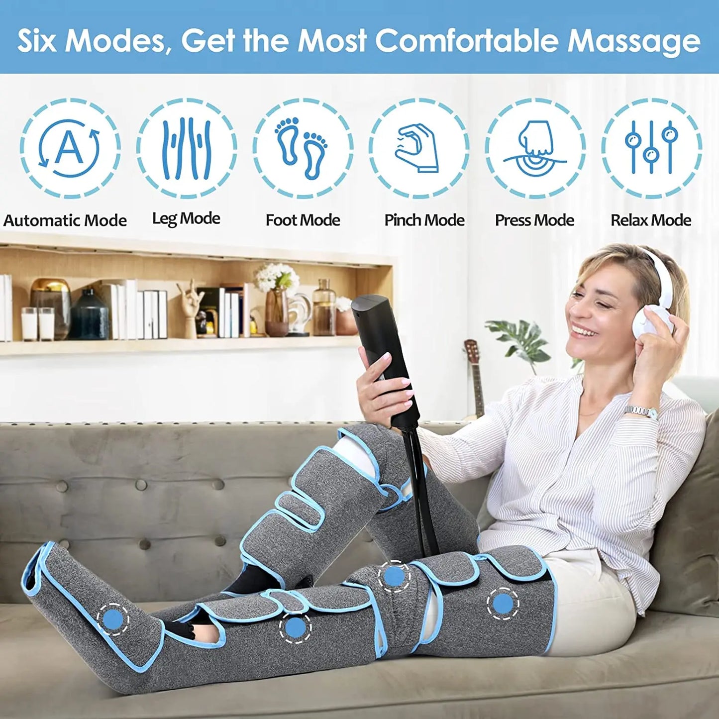 Body Massager, Muscle Relaxation, 360 ° Lymphatic Drainage Device, Foot Pressure Leg Massager to Promote Blood Circulation