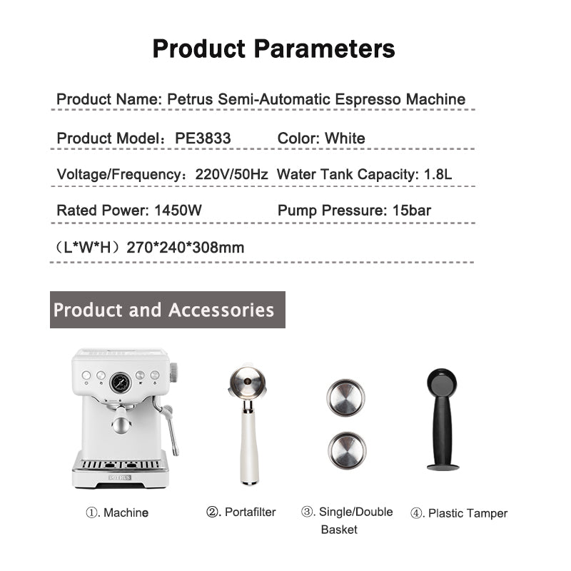 220V Commercial Italian Coffee Machine 58mm Bottomless Handle Stainless Steel Extraction System Professional Steam Milk Frother