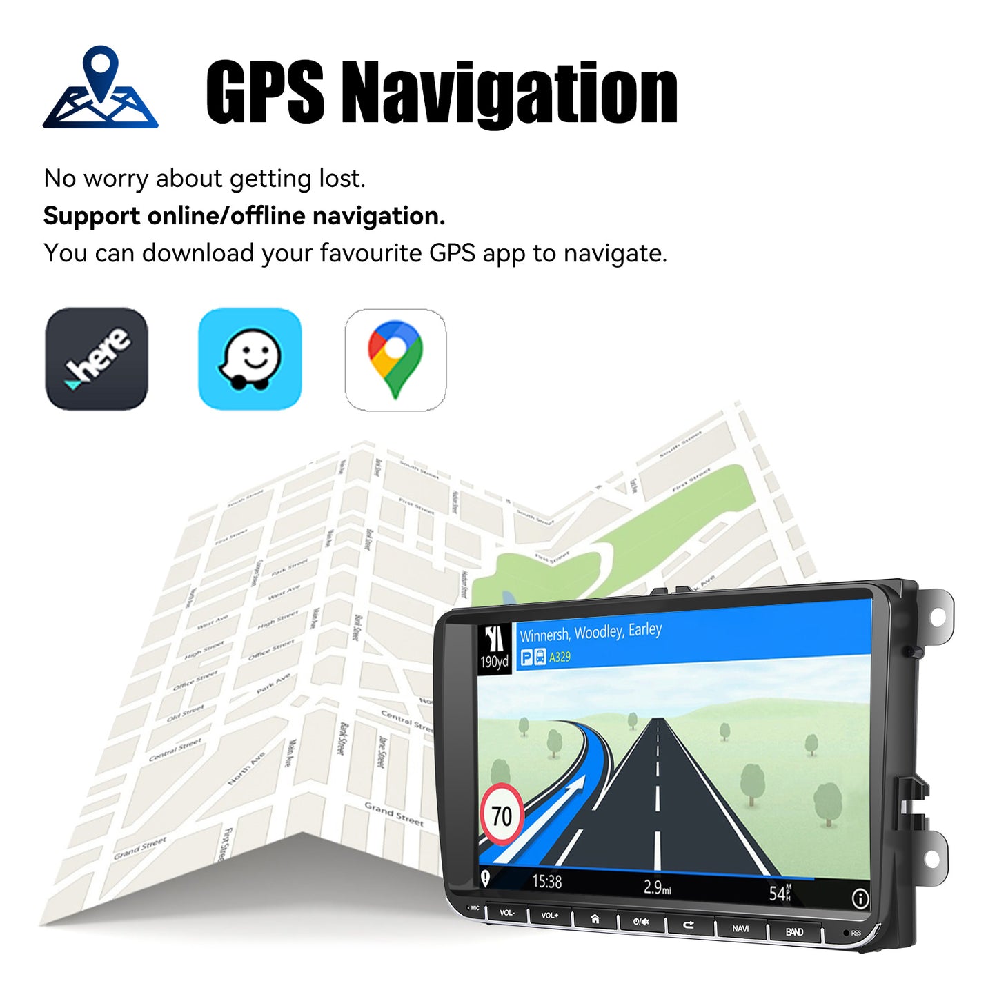 9" Android 14 4+64G Wireless CarPlay Stereo for VW Golf/Passat/Polo/Touran/Tiguan GPS NAVI WIFI BT FM EQ