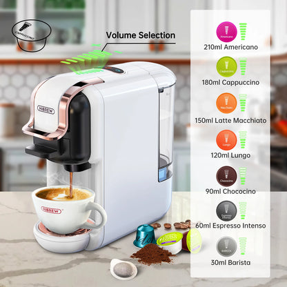 5-in-1 Multi-Capsule Coffee Maker Compatible with Dolce Gusto/Nespresso/ESE Pods, 20Bar Pressure (Hot & Cold Brew)