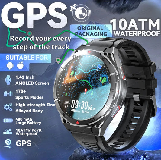 Montre connectée Ultimate 2025 Edition, écran AMOLED 1,43", GPS bi-bande, appels Bluetooth, boîtier en alliage de titane étanche à 100 m (10 ATM) 