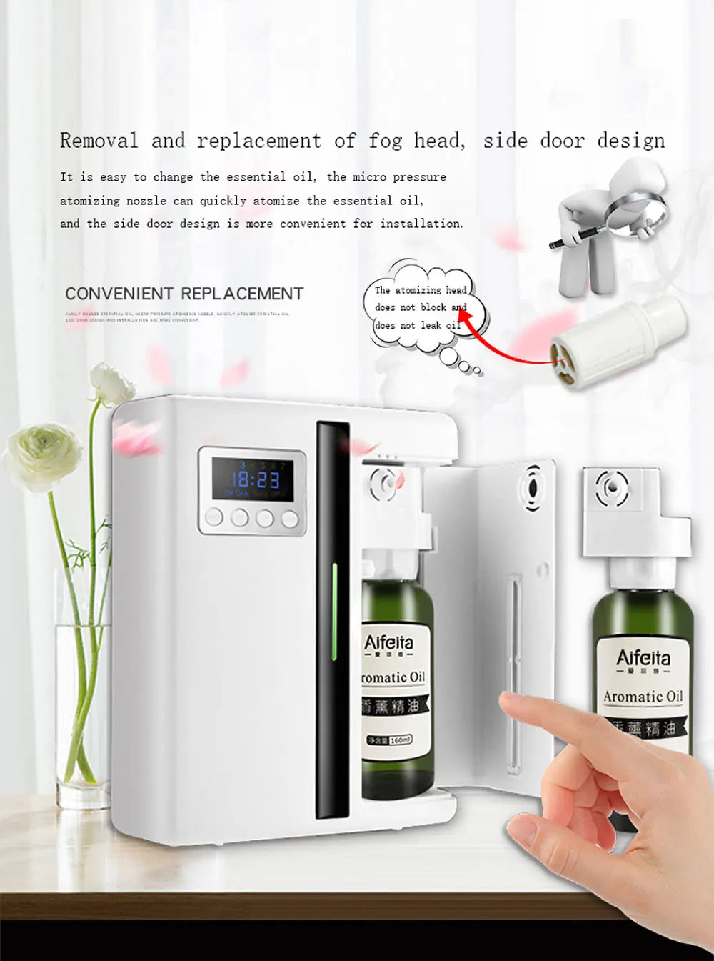 Machine d'aromathérapie murale intelligente Bluetooth 160 ml, grande capacité, système de parfum pour hall d'hôtel/maison, prend en charge le contrôle de la minuterie par application