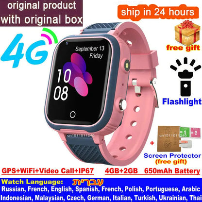4G Kids Smartwatch GPS/WiFi Tracker HD Video Call SOS Alert IP67 Waterproof Camera