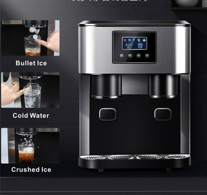 15-18kg Household Desktop Ice Maker Dispenser with Bullets, Crushed Ice, and Cold Water
